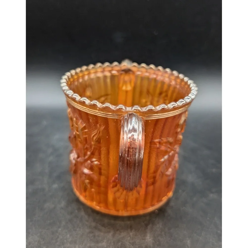 Imperial Glass Marigold Carnival Glass Lustre Rose Open Sugar Bowl Double Handle